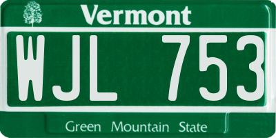 VT license plate WJL753