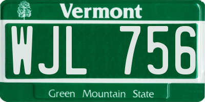 VT license plate WJL756