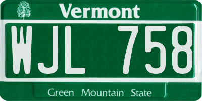 VT license plate WJL758