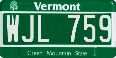 VT license plate WJL759