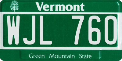 VT license plate WJL760