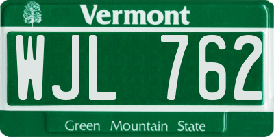 VT license plate WJL762