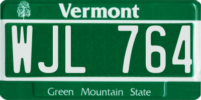 VT license plate WJL764