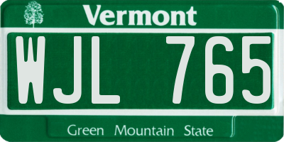 VT license plate WJL765