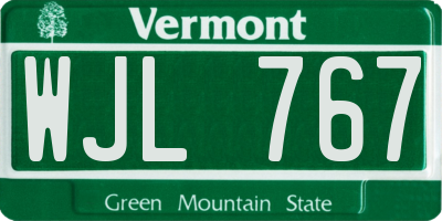 VT license plate WJL767