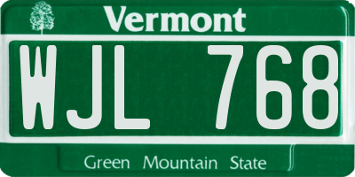 VT license plate WJL768