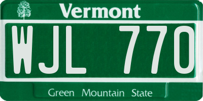 VT license plate WJL770