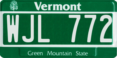 VT license plate WJL772
