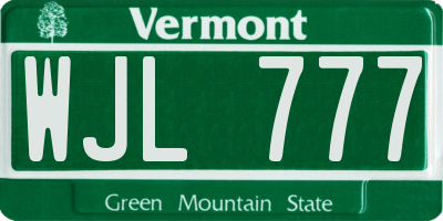 VT license plate WJL777