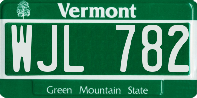 VT license plate WJL782