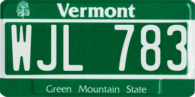VT license plate WJL783