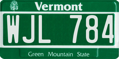VT license plate WJL784