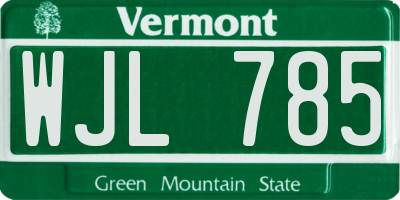 VT license plate WJL785