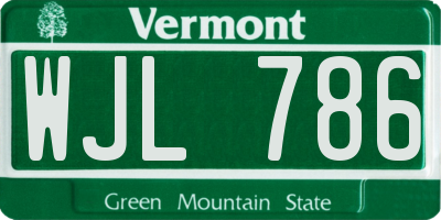 VT license plate WJL786