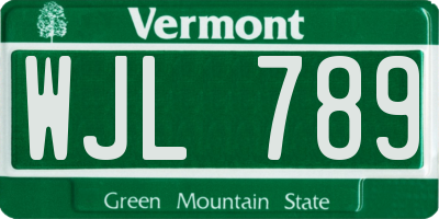 VT license plate WJL789