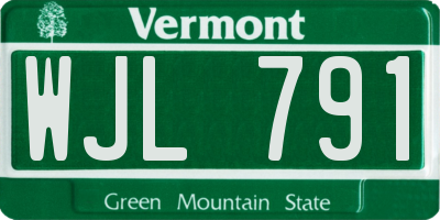 VT license plate WJL791