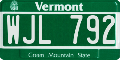 VT license plate WJL792