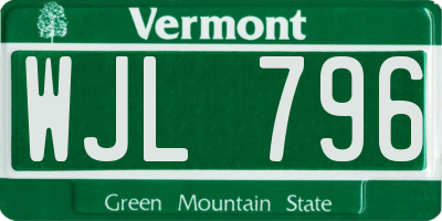 VT license plate WJL796