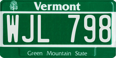 VT license plate WJL798