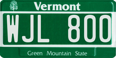 VT license plate WJL800