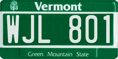 VT license plate WJL801