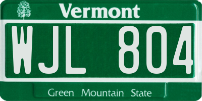 VT license plate WJL804