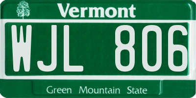 VT license plate WJL806