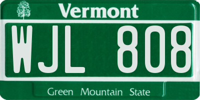 VT license plate WJL808
