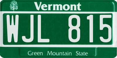 VT license plate WJL815