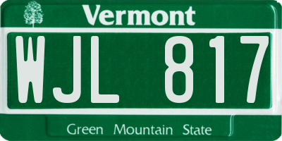 VT license plate WJL817