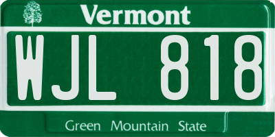 VT license plate WJL818