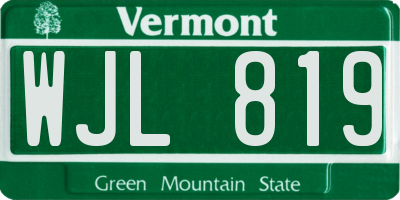 VT license plate WJL819