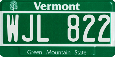 VT license plate WJL822
