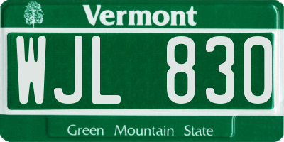 VT license plate WJL830