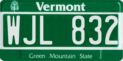 VT license plate WJL832