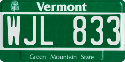 VT license plate WJL833