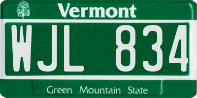 VT license plate WJL834