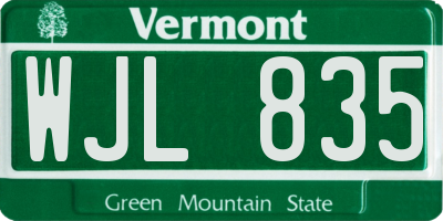 VT license plate WJL835