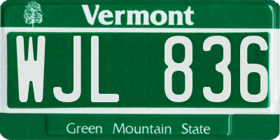 VT license plate WJL836