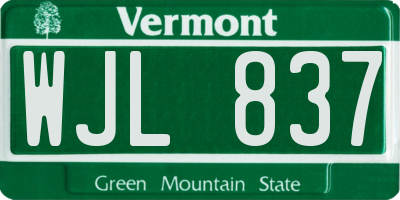 VT license plate WJL837