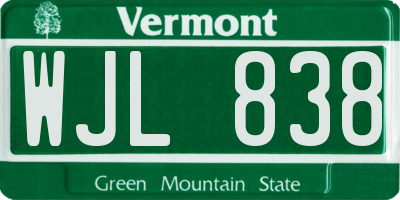 VT license plate WJL838