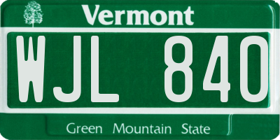 VT license plate WJL840