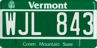 VT license plate WJL843