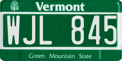 VT license plate WJL845