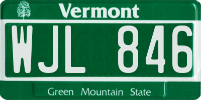 VT license plate WJL846
