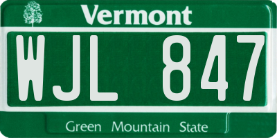 VT license plate WJL847