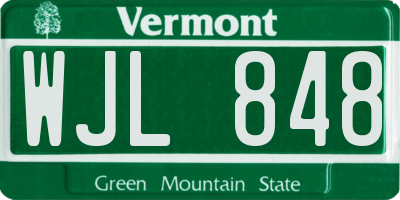 VT license plate WJL848