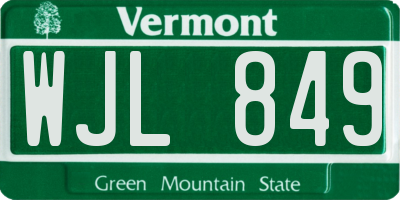 VT license plate WJL849