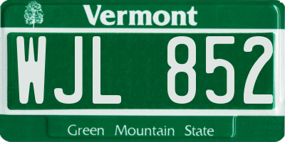 VT license plate WJL852