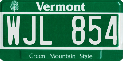 VT license plate WJL854